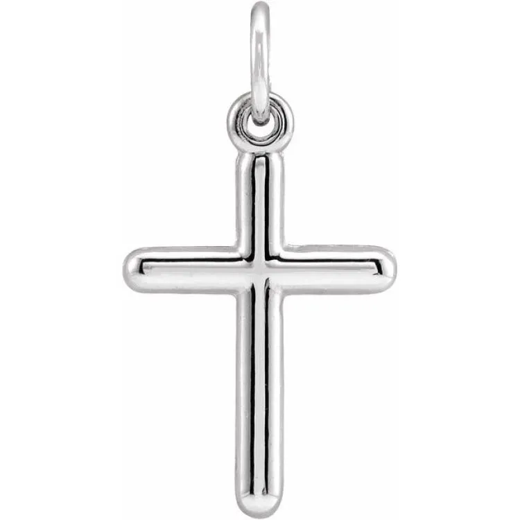 14K White 16.8x9 mm Cross Pendant