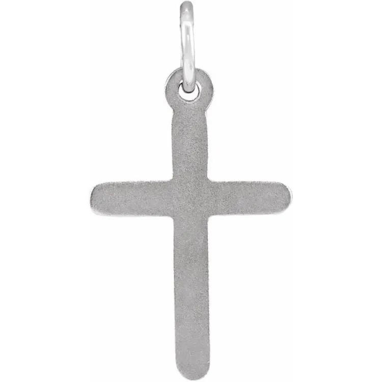 14K White 16.8x9 mm Cross Pendant