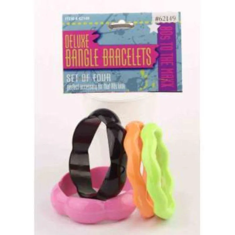 4 Pack 80s Neon Bangle Bracelets