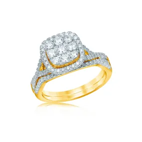 9ct Yellow Gold 1 Carat Diamond Bridal Ring Set