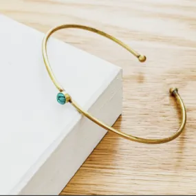 Dainty Turquoise and Brass Bangle Bracelet