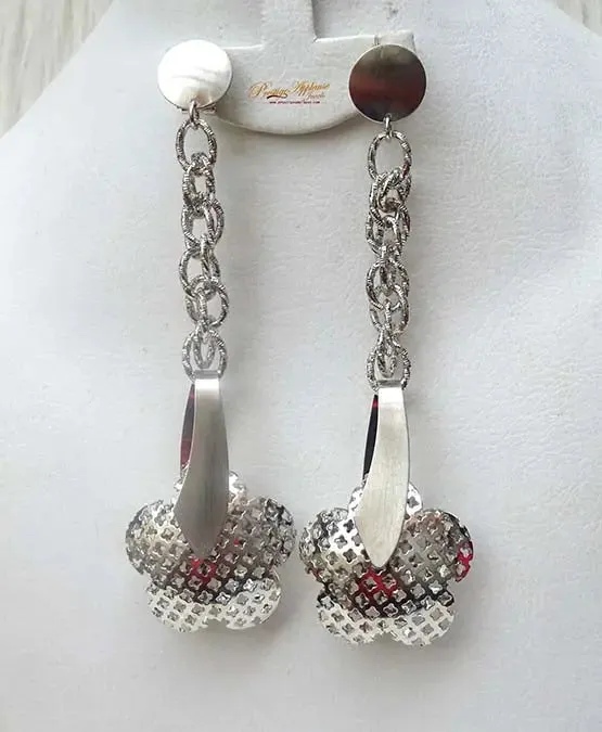 Elongated Flower Beautiful Design Silver Party Earring Jewellery Gift