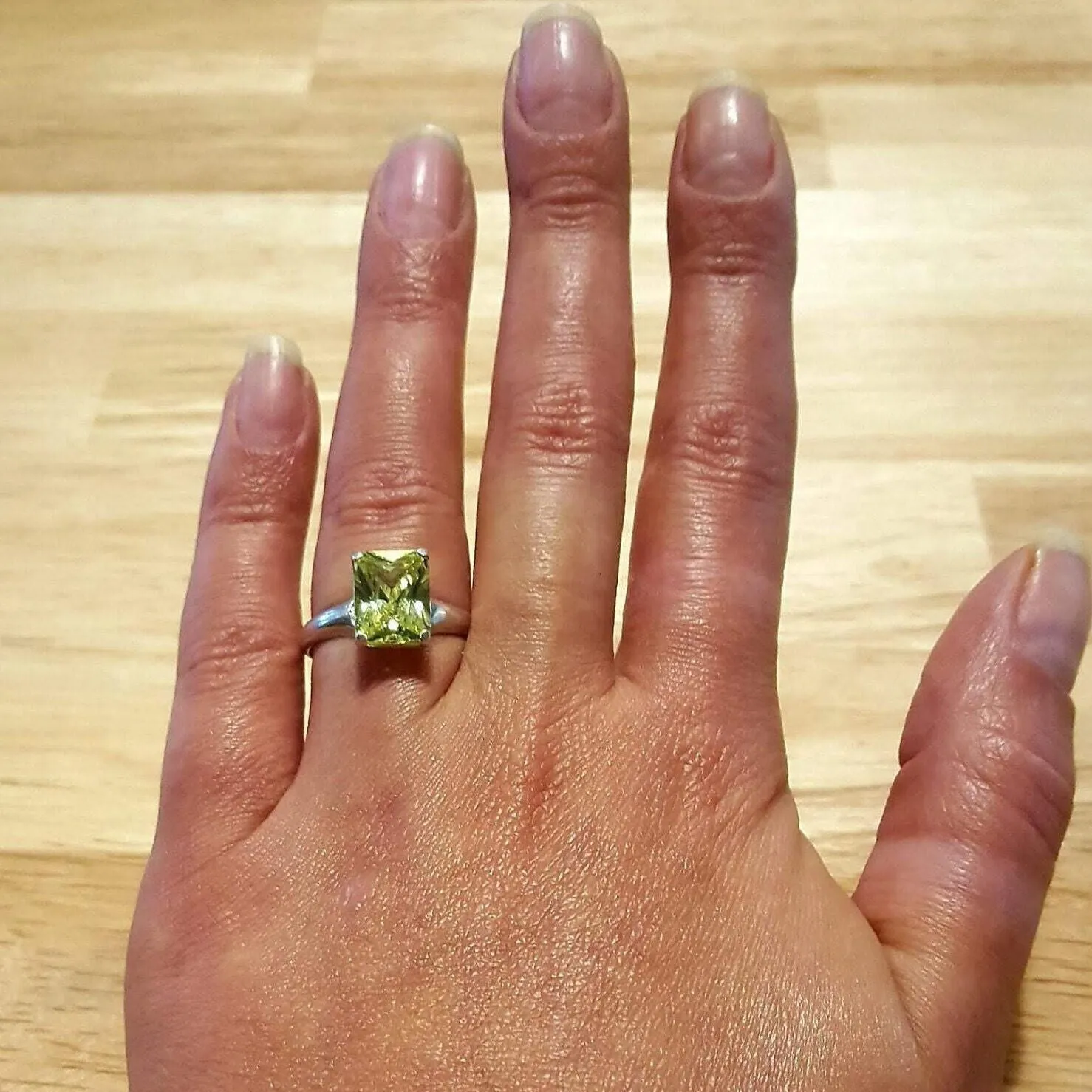 Green Diamond Ring - Emerald Cut Ring - Green Gemstone Ring