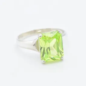Green Diamond Ring - Emerald Cut Ring - Green Gemstone Ring