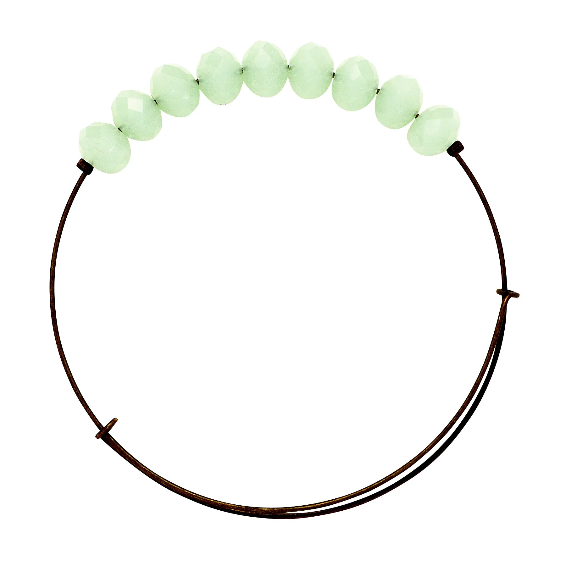 *Large Mint Crystal Wire Bangle