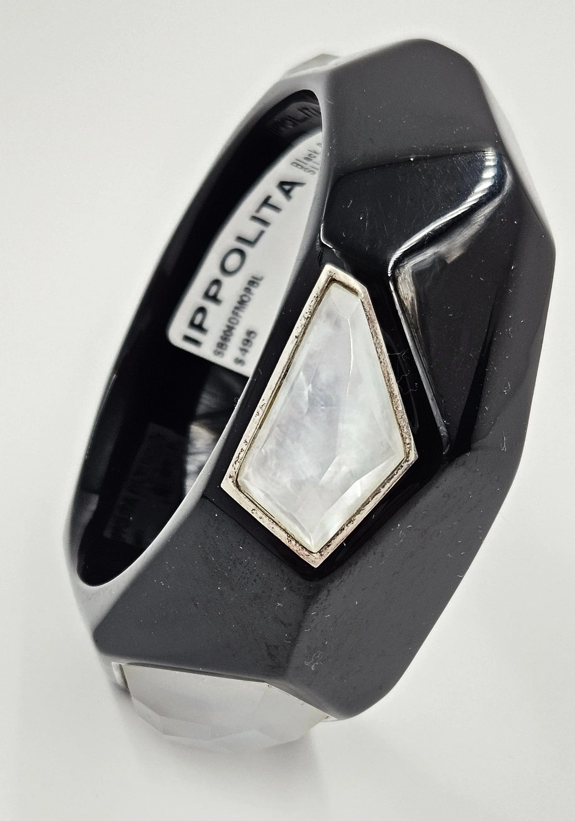 NWT Ippolita Black Resin 925 MOP Hard Gloss Lollipop Bangle $495 Sold Out
