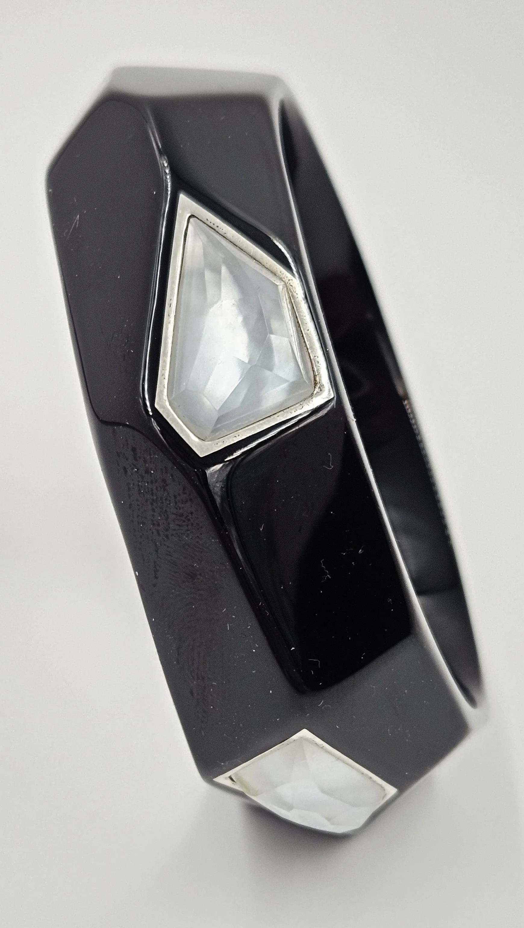 NWT Ippolita Black Resin 925 MOP Hard Gloss Lollipop Bangle $495 Sold Out