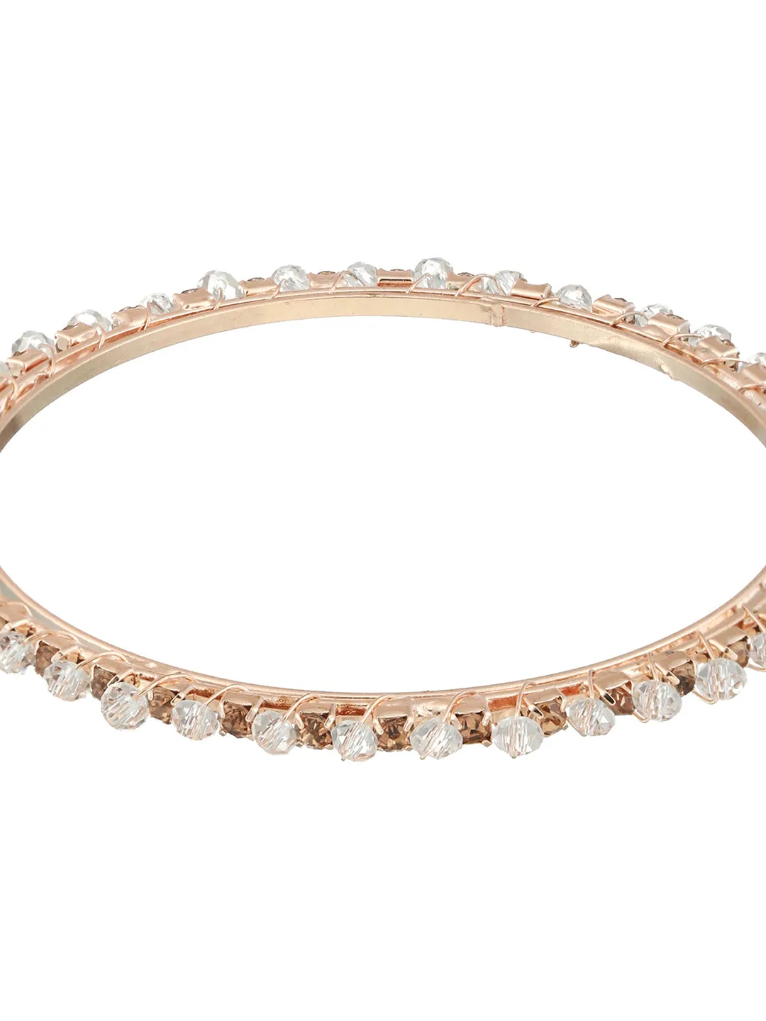 Set Of 4 Rose Gold-Plated Crystal Studded Bangles