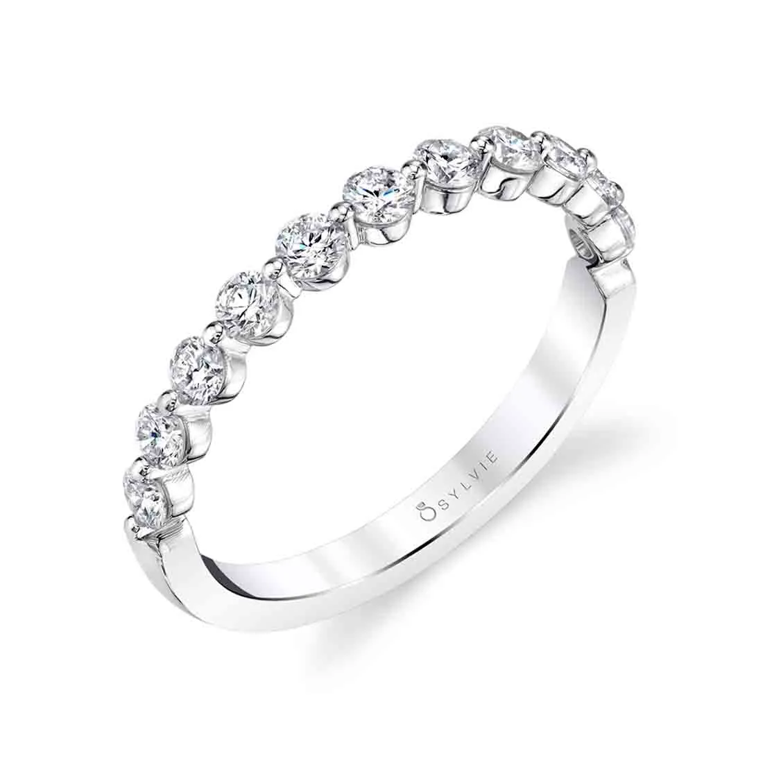 Stackable wedding band 14k Gold White