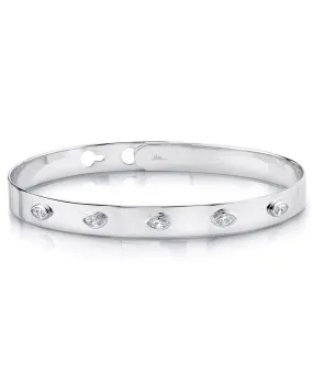 White Gold Marquise Diamond Bangle Bracelet
