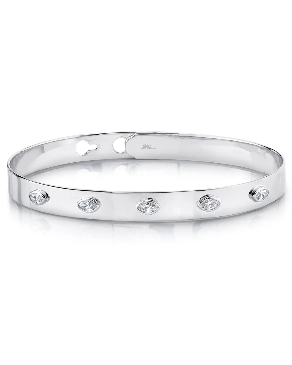 White Gold Marquise Diamond Bangle Bracelet
