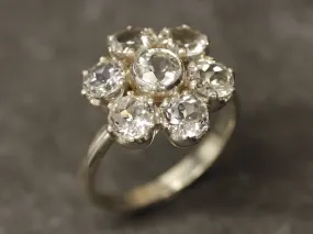White Topaz Ring - Silver Daisy Ring - Topaz Flower Ring